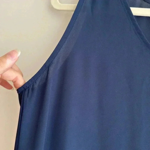 Elodie Navy Blue Swing Tank Top, Sheer Flowy Blouse, Size Small - Picture 7 of 16